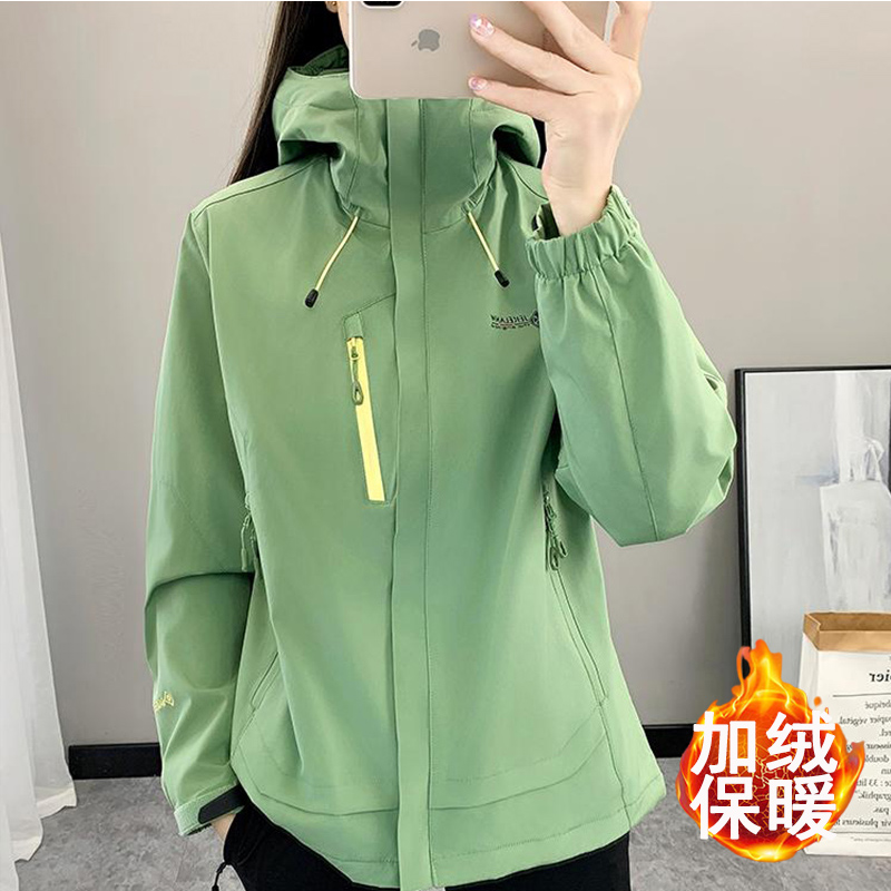 秋冬款加绒保暖冲锋衣女户外防风防水防寒登山服加厚外套夹克风衣