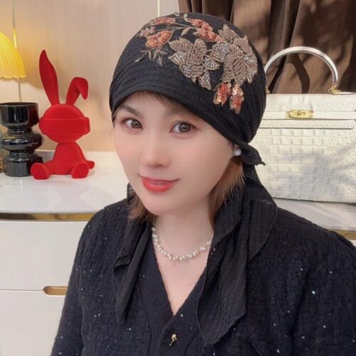 秋冬保暖针织包头护头月子帽