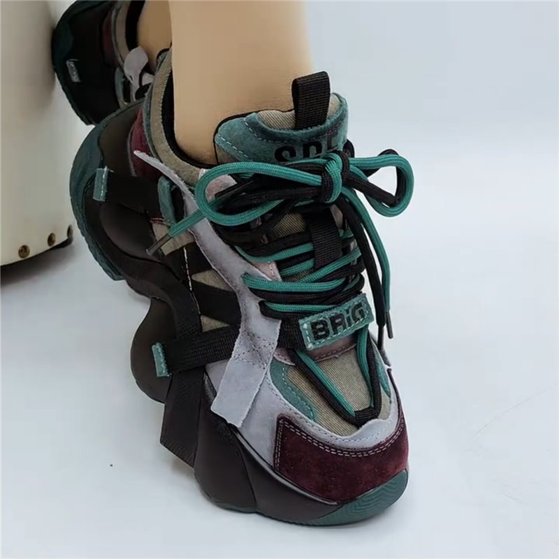 真皮老爹鞋女厚底增高