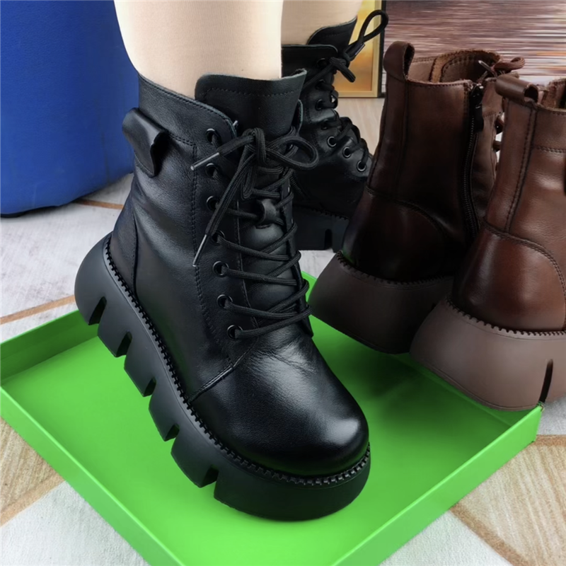 真皮马丁靴女休闲棉鞋女