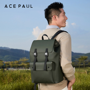 ACE PAUL皮质双肩背包大容量17英寸电脑包户外防水旅行男女通勤包