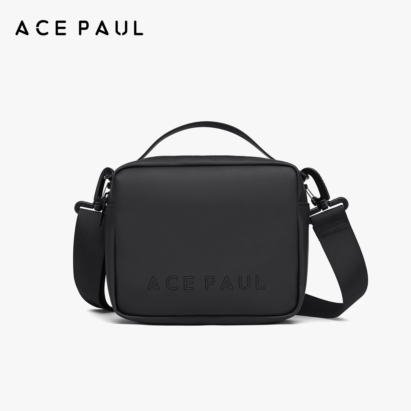 Ace Paul轻奢百搭单肩包休闲风男士单肩包黑色软面通勤斜挎包潮流