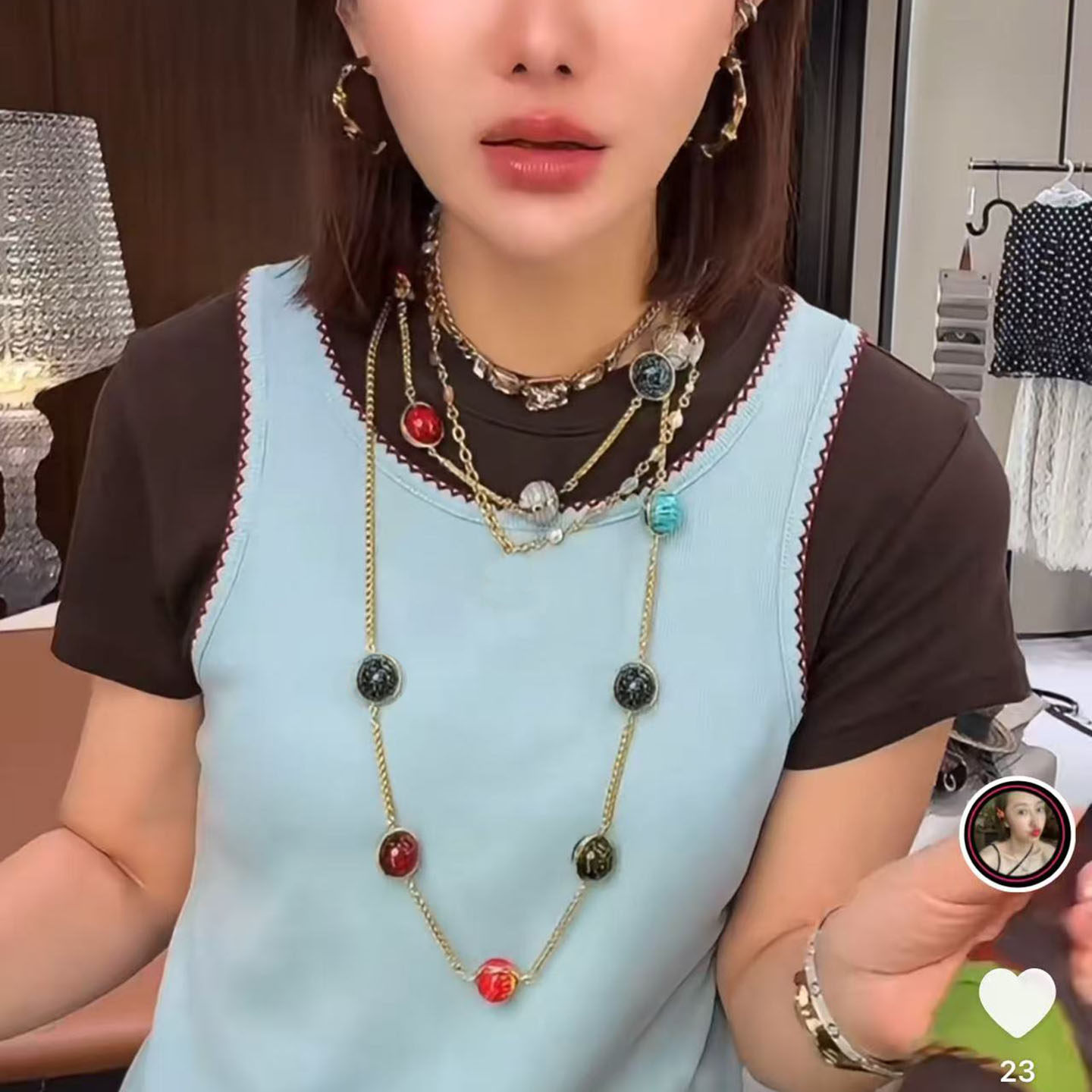 小香风同款彩色星球长款毛衣链