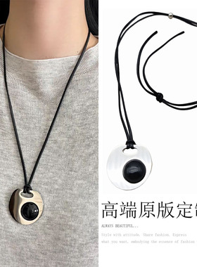 欧美新款极简风圆形吊坠项链