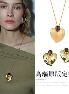 娜扎同款金色虎眼石爱心项链