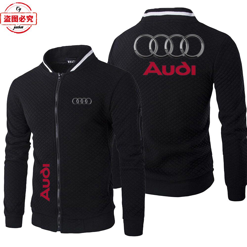 奥迪汽车赛车服logo印花外套长袖上衣立领夹克车标工作服团体服