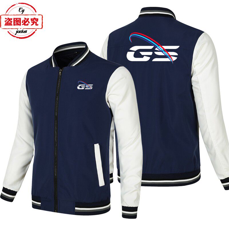 宝马GS骑行服GS标志印花机车外套宽松长袖男士拼色上衣棒球服夹克