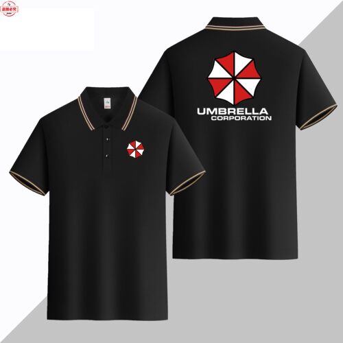 保护伞公司LOGO印花男短袖运动t恤翻领Polo衫生化危机印花骑行服