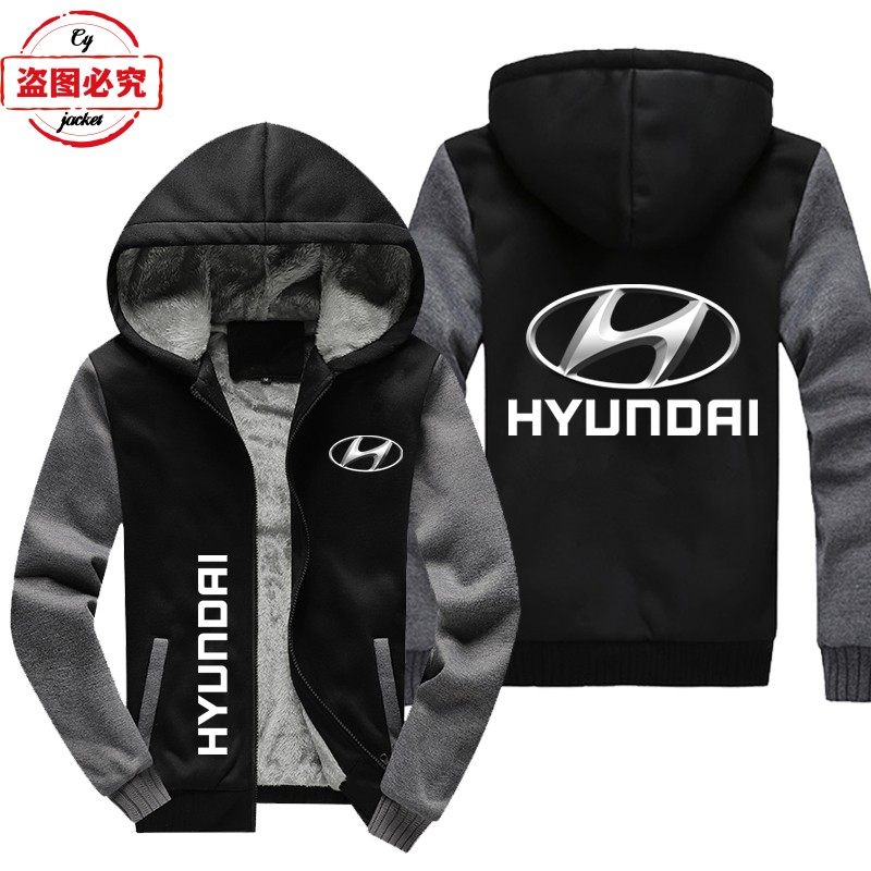 WRC拉力赛现代赛车车标外套赛车服加绒卫衣Hyundai汽车印花连帽衫