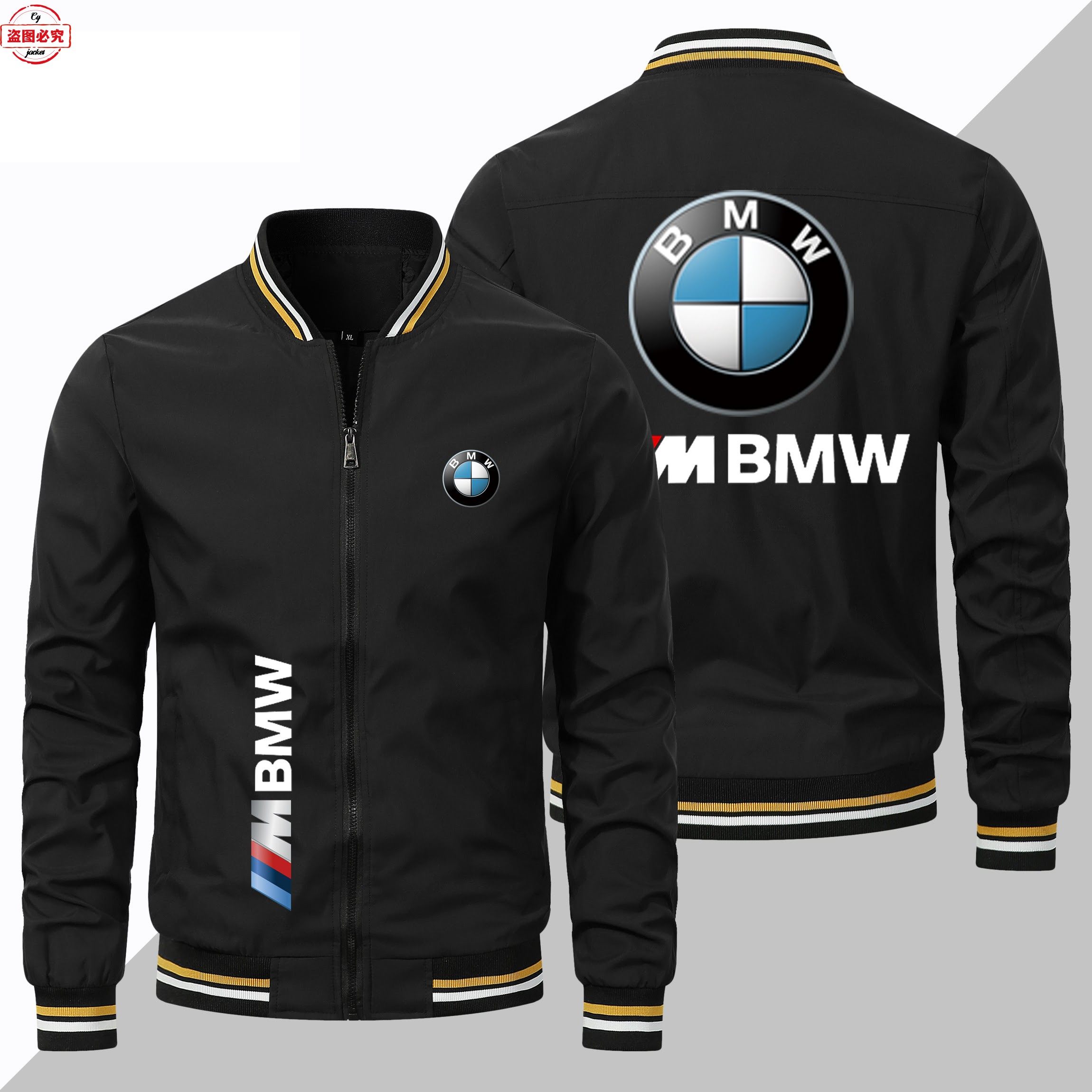 宝马机车logo印花赛车服外套男上衣立领夹克BMW汽车标志印花夹克