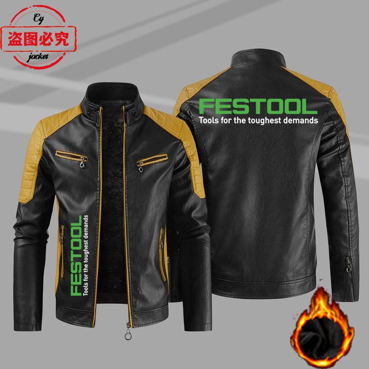 费托斯工具LOGO工作服春秋皮夹克复古水洗pu皮衣防风秋冬款男夹克
