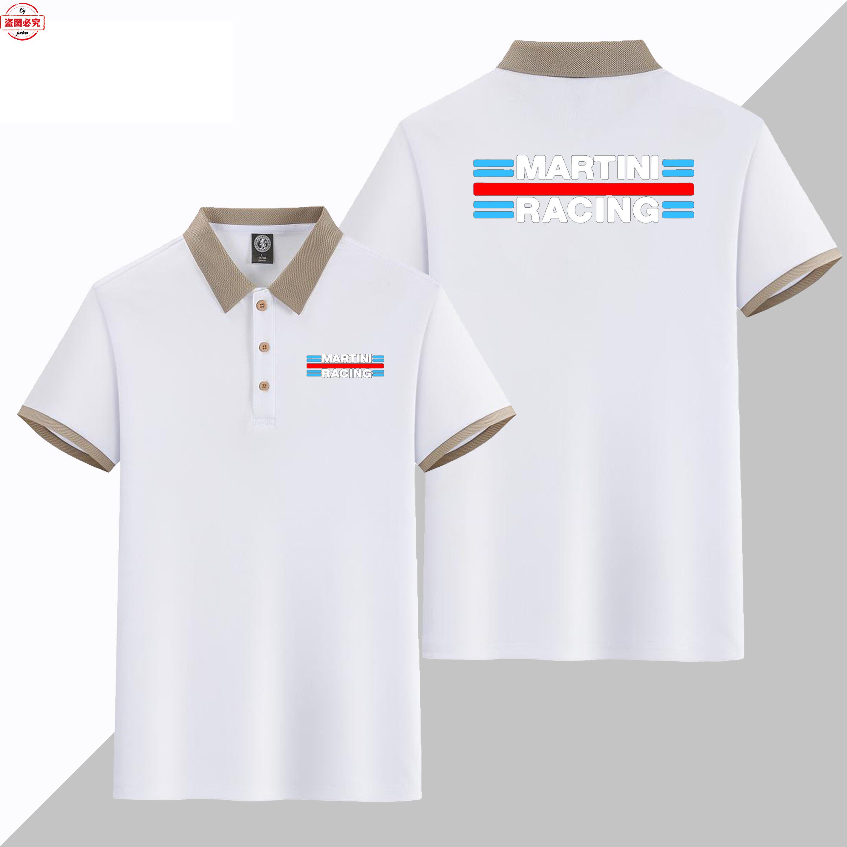 Martini Racing 标志印花赛车男短袖运动t恤翻领Polo衫商务工作服