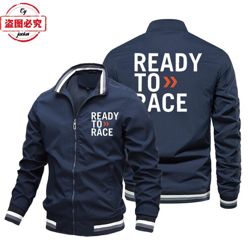 Ready To Race 印花摩托车越野赛耐力赛宽松长袖男士上衣立领夹克