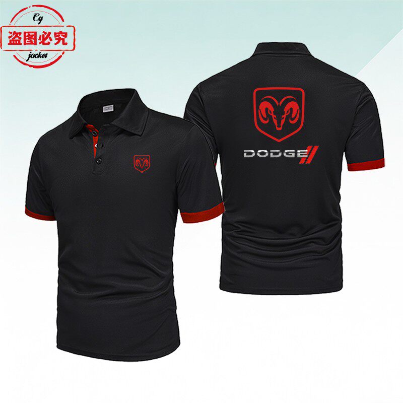 道奇汽车车标印花男士短袖运动t恤翻领Polo衫Dodge工作服