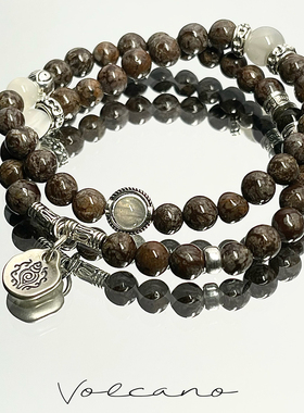 Volcano 小众原创设计【火山】925银藏银新中式手链中古双层手串