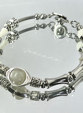 Volcano 小众原创设计【天使之眼】月光925银不锈钢竹节手链手串