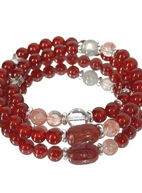 小众设计红玛瑙新中式双层手链