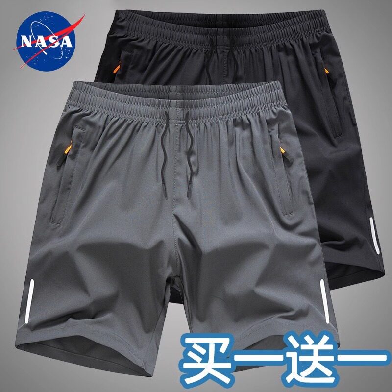 NASA夏季冰丝五分裤男士户外运动速干五分裤跑步短裤直筒篮球裤子