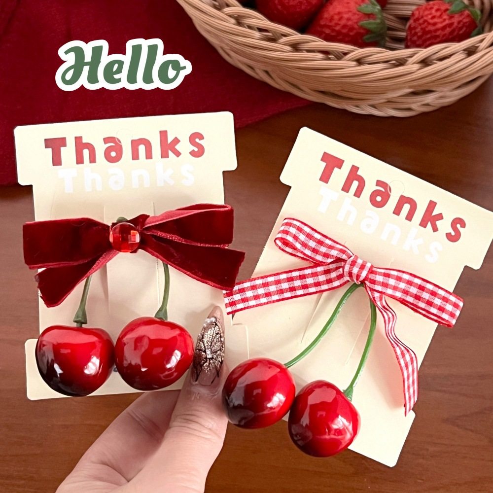 质量严选春夏季氛围感樱桃蝴蝶结丝带发夹少女后脑勺半扎发夹百搭,饰品/流行首饰/时尚饰品新,发饰,淘宝优惠券,粉丝福利购,淘宝优惠卷