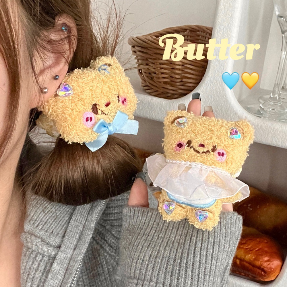 学生爆款可爱毛绒小熊公仔发夹发绳少女心百搭刘海夹边夹学生卡通