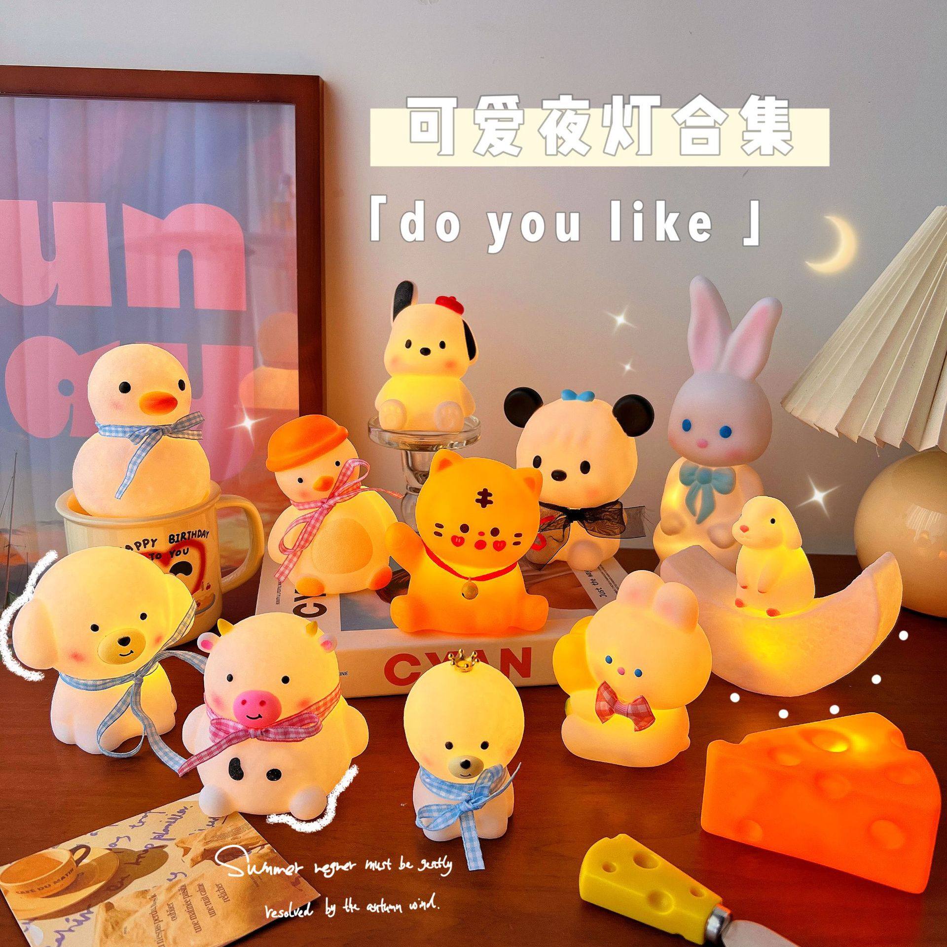 TENGYI 크리 에이 티브 야간 조명 컬렉션 귀여운 토끼 야간 조명 튤립 토끼 곰 야간 조명 작은 오리 분위기 조명