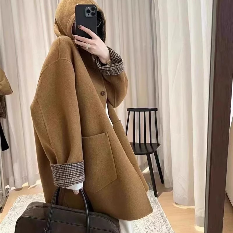 2025秋冬新款抽绳连帽大衣