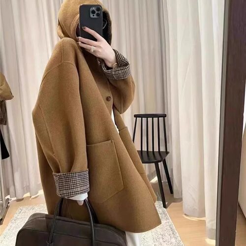 2025秋冬新款抽绳连帽大衣