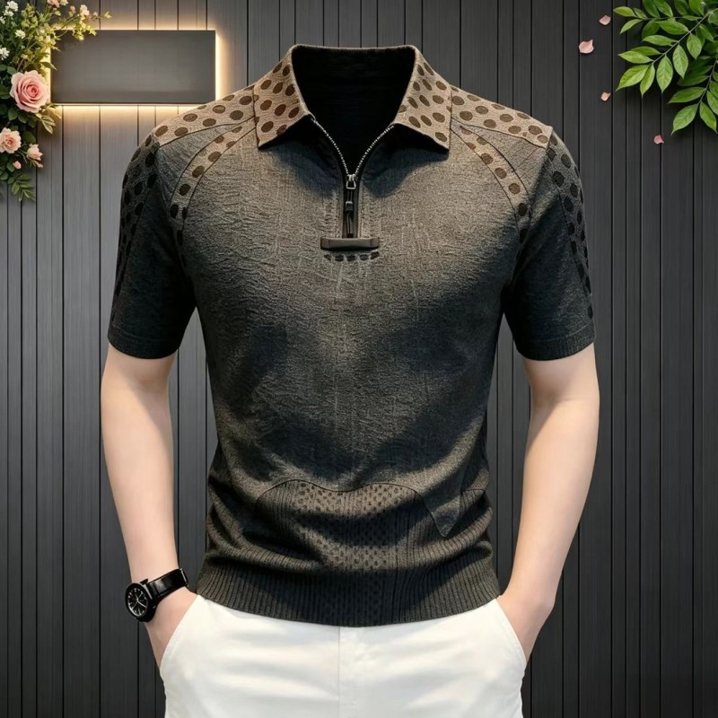 LOLIEJUN/林阿俊夏季新款波点潮牌男士短袖t恤休闲潮流短袖POLO衫