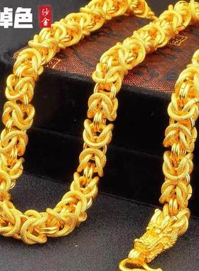 越南沙金龙头霸气项链男士仿真黄金粗大金链子男款久不掉色镀金男