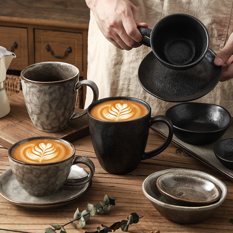 复古卡布奇诺陶瓷咖啡杯家用套装日式250ml高颜值精致拉花马克杯