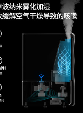 跨境电器雾化加湿器 大雾量3l方形香薰超声波空气增湿机diffuser