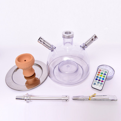 跨境货源外贸hookah成品套装亚克力阿拉伯水烟LED酒吧KTV带灯烟壶