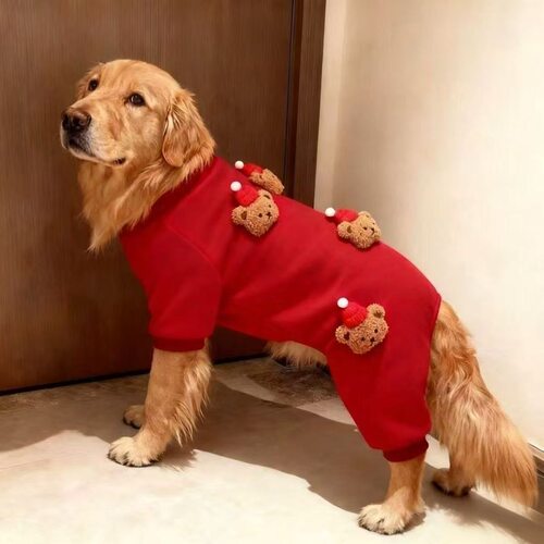 秋冬新年红小熊四脚狗衣大型犬