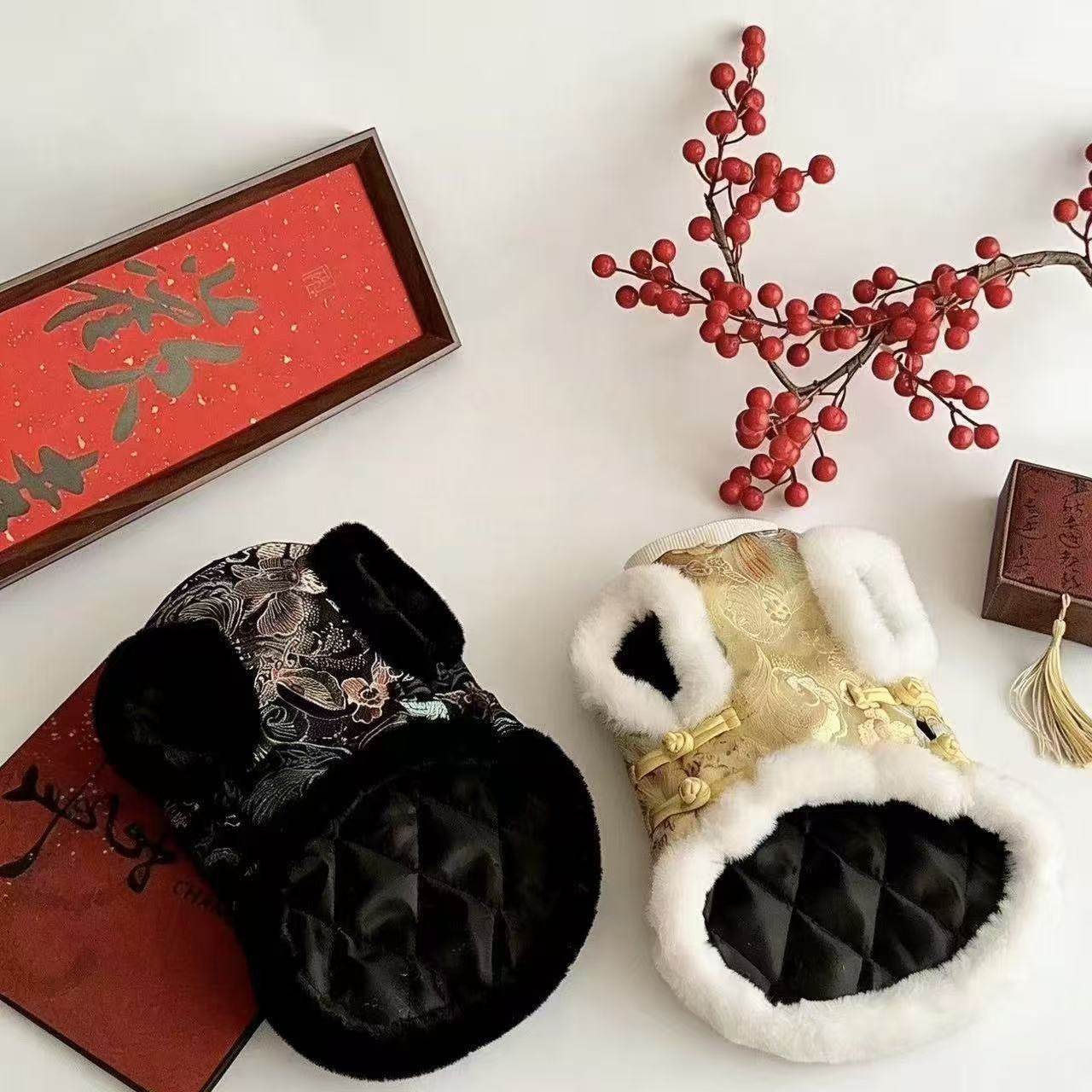 新中式国风双色马甲新年冬季狗狗保暖防寒泰迪雪纳瑞宠物猫咪衣服,宠物/宠物食品及用品,猫宠物服装/雨衣（新）,淘宝优惠券,粉丝福利购,淘宝优惠卷