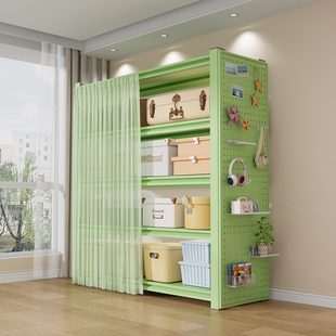 家用防尘帘置物架落地多层收纳架阳台客厅书架杂物间货架储物架子