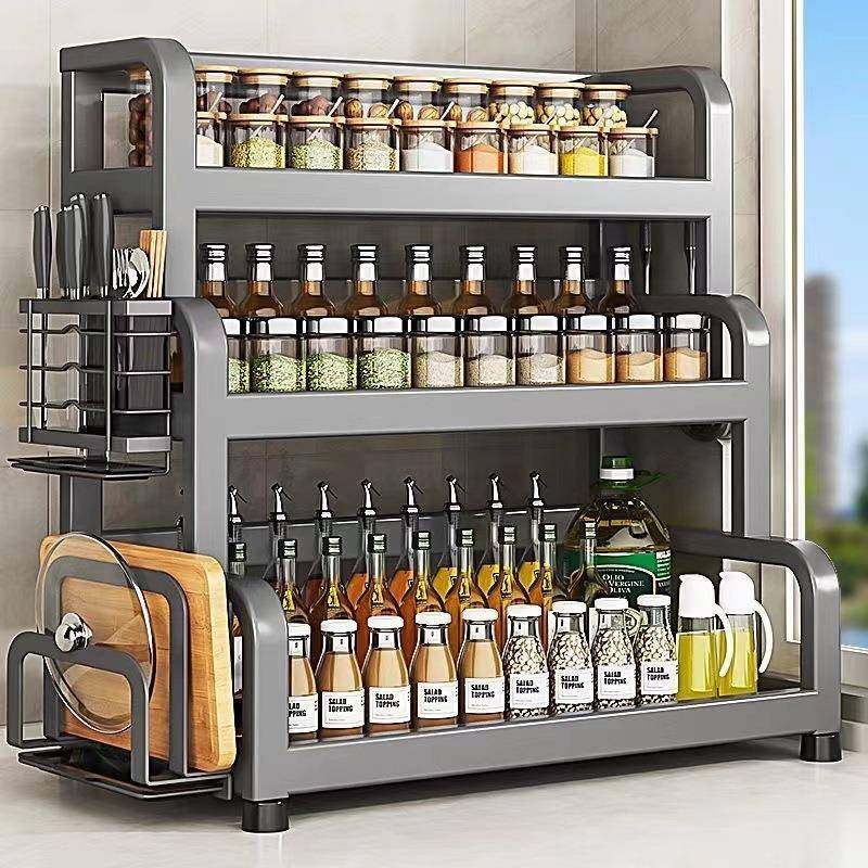 枪灰厨房调味品置物架台面筷子刀架多功能调料品不锈钢多层收纳架,厨房/烹饪用具,抹布架/厨房清洁收纳架,淘宝优惠券,粉丝福利购,淘宝优惠卷