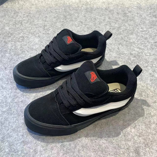 knuskool情侣百搭复古胖胖面包鞋 街头酷酷滑板鞋 美式 黑武士男女鞋