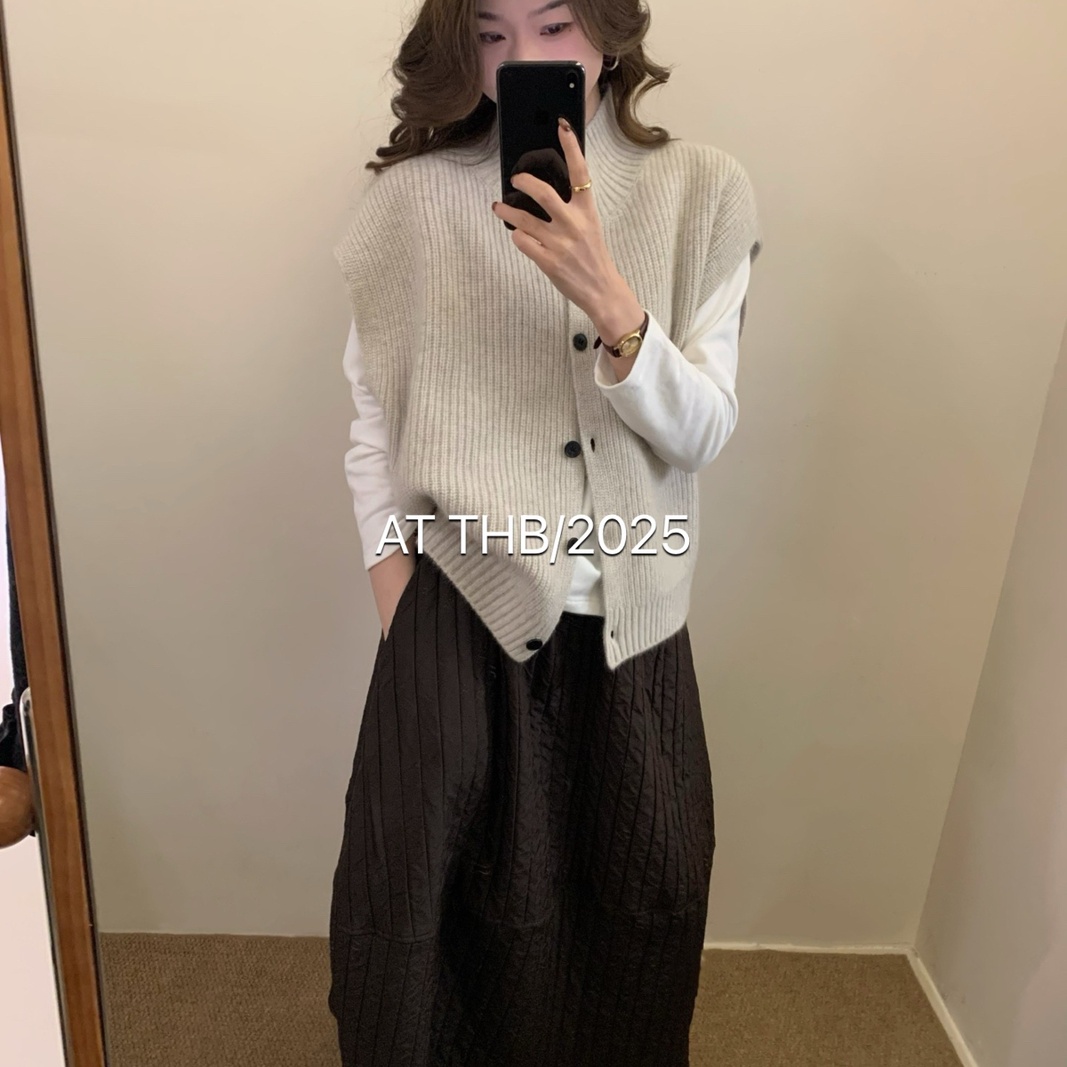THB-色气质单排扣显瘦百搭上衣针织马甲（含18.1绵羊毛）T105-925