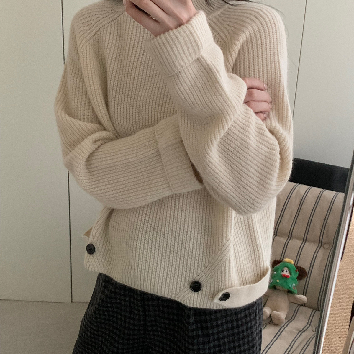 UTIS牧缇-高领下摆纽扣阿拉善骆驼保暖毛衣（含50.6绵羊毛）XJ150