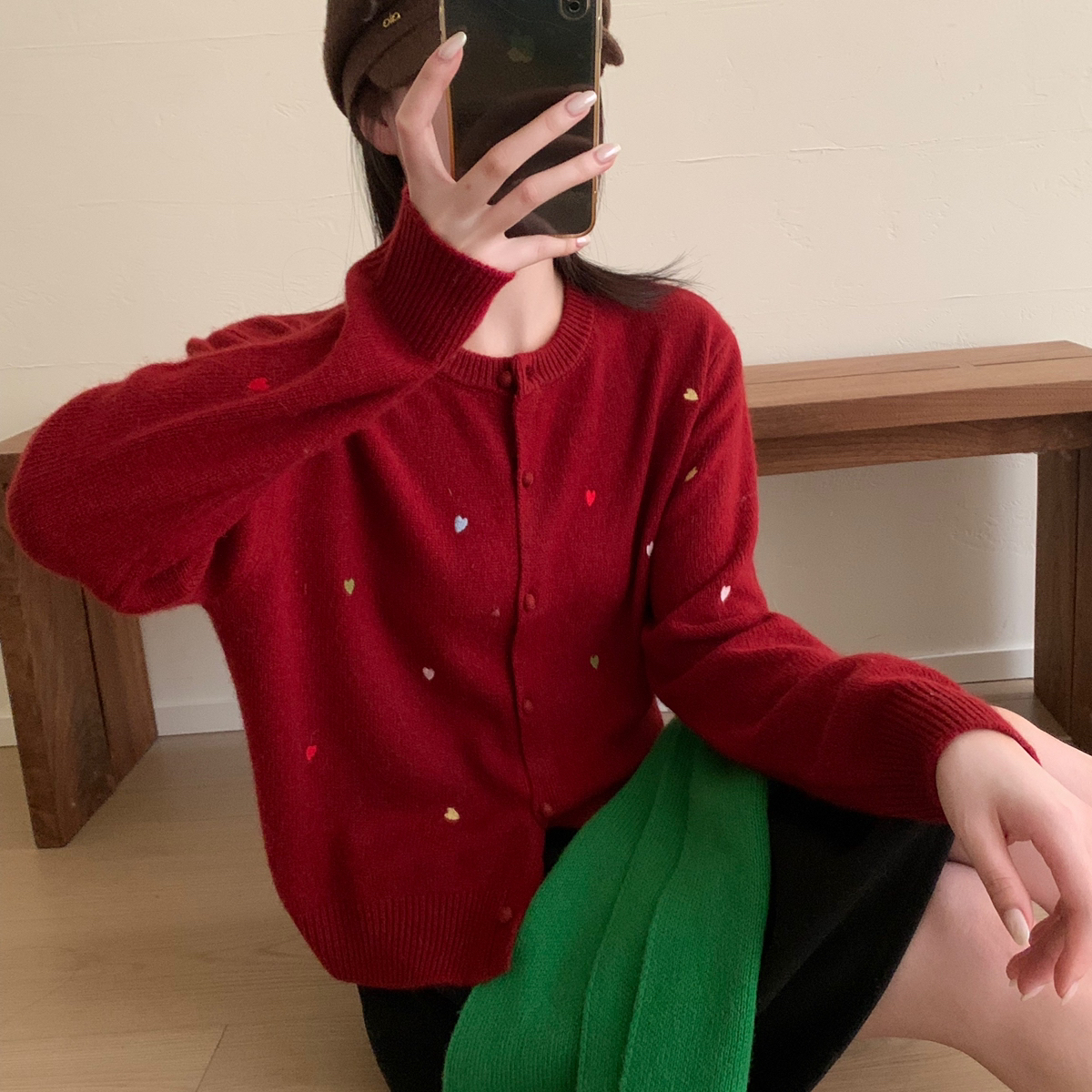 UUTIS牧缇-绣精工日常阿拉善骆驼针织开衫（含50.6绵羊毛）LD102&