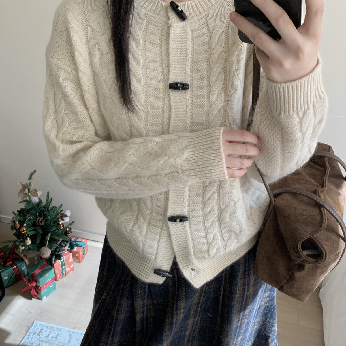 UUTIS牧缇-扣麻花粗针阿拉善骆驼保暖毛衣（含50.6绵羊毛）HSCF17