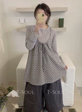 T-Soul-26年春款宽松抽绳百搭休闲裤(不含背心)3127