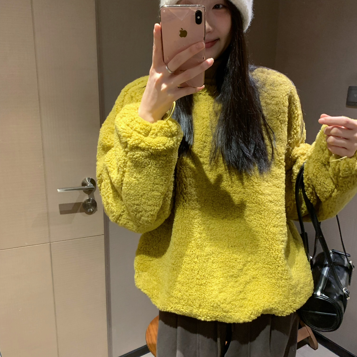 MISS ZI-留推荐高级感简约设计摇粒绒内里百搭保暖颗粒卫衣M6222