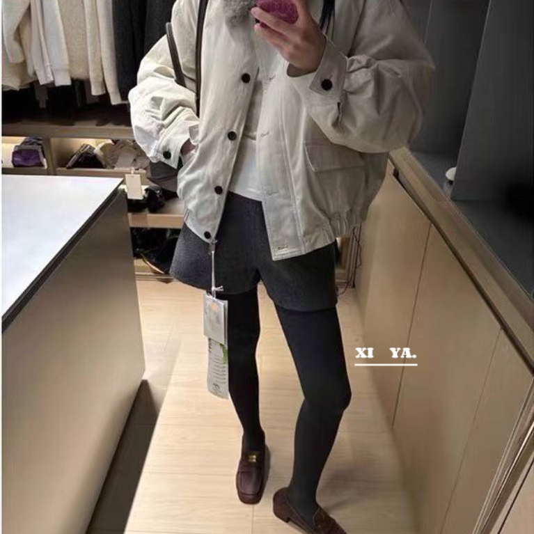 玺尚-冬上新韩系百搭毛领单排扣保暖棉服外套4336