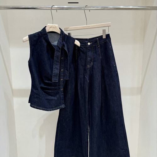 LS-新街角牛仔宽松休闲舒适日常通勤上衣+牛仔裤两件套套装S1368