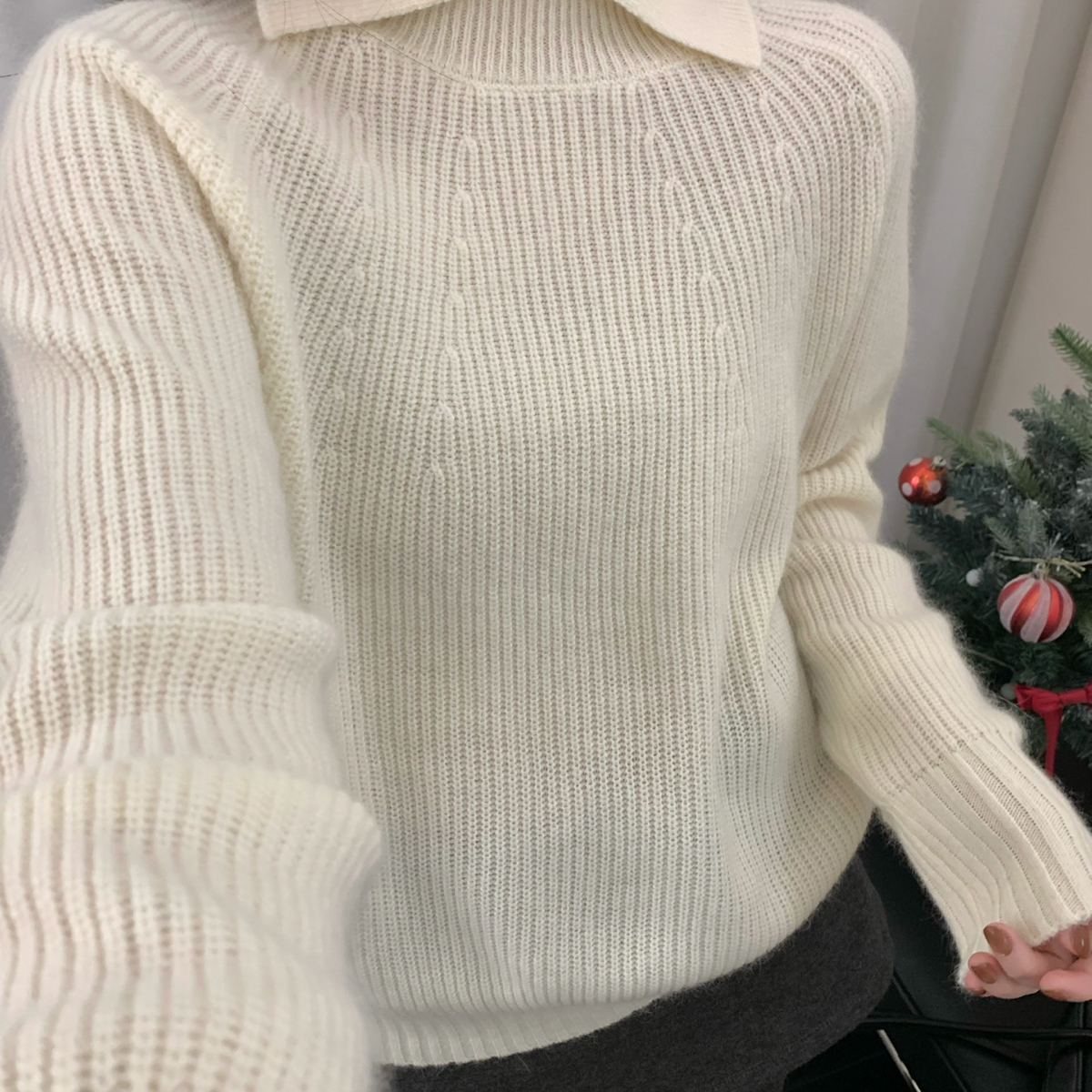 MO-黄金驼绒4.2驼绒开叉领简约百搭打底衫（含44.8羊毛）YS1-3329