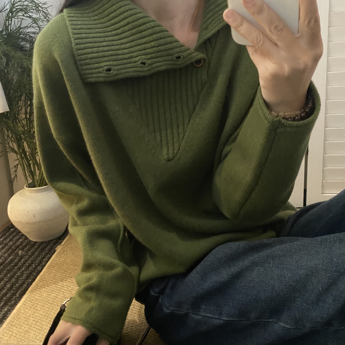 SS YU美鱼家-尚设计款立领半开扣保暖毛衣（含100绵羊毛）m64-817