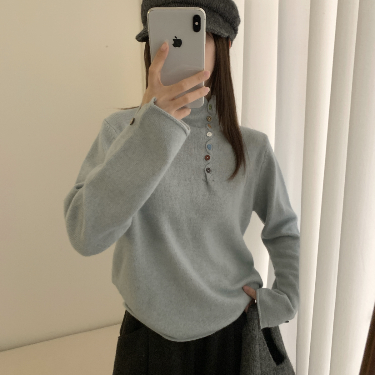 UYAR-美的实用与时尚并存半高领长袖针织衫（含29.3绵羊毛）1070-