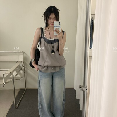 Soil-仔工装裤夏季薄款牛仔工装裤版型超棒超韩显瘦牛仔裤yq2k017