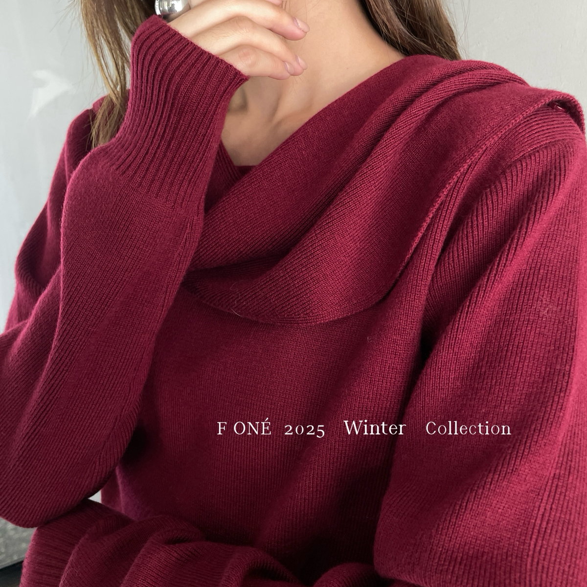 ONE-冬新款设计感不规则小斗篷领羊毛上衣针织衫（含6羊毛）58667